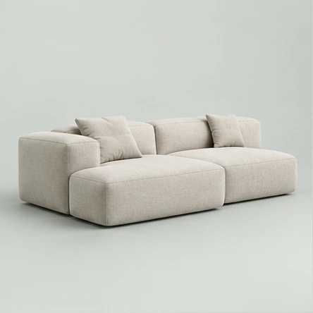 Solace Modular Sofa in mineral upholstery, oak-tone base